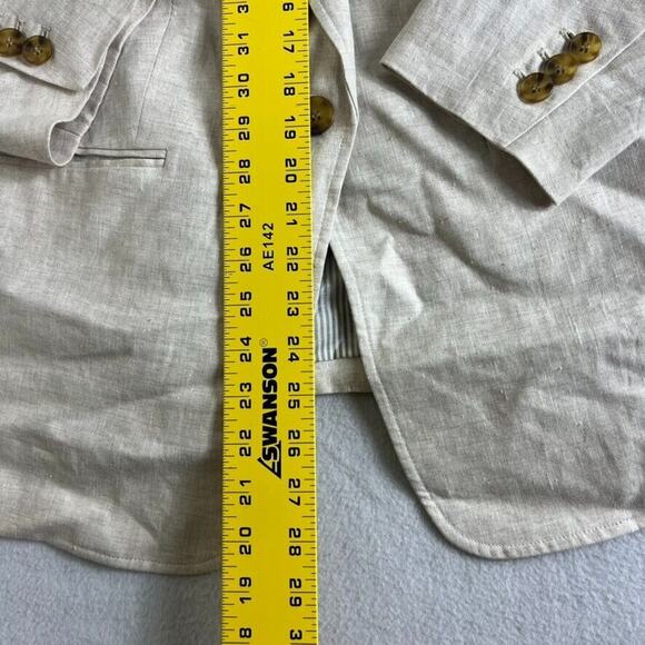 Talbots Blazer Womens Plus Petite 14 Classic Natural Beige Linen Minimalist NWOT - Picture 8 of 13